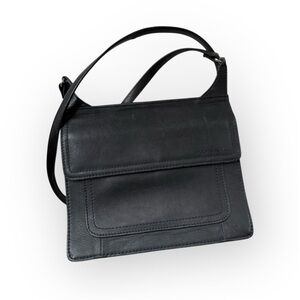 Vintage fossil Black Leather double sided crossbody Shoulder Bag